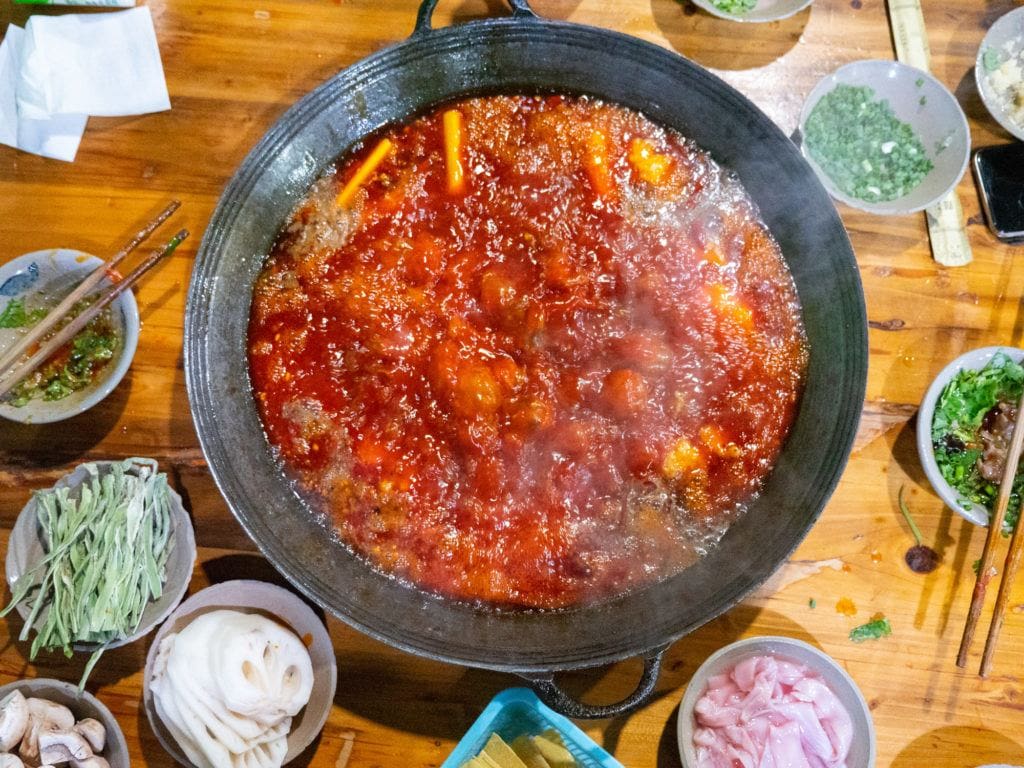 Super spicy hot pot in Chengdu China
