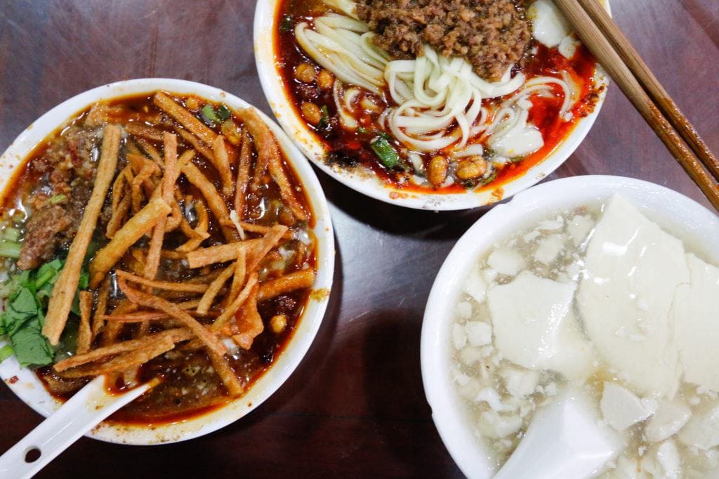 Delicious douhua noodles in chengdu